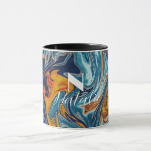 Mug Élégant Monogramme bleu or