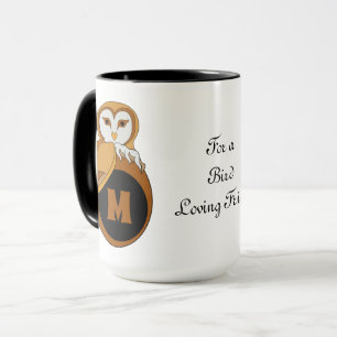 Mug Élégant monogramme de Chouette à la Grange Britann