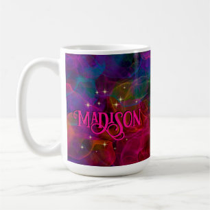 Mug Élégant monogramme de fumée éclatante colorée