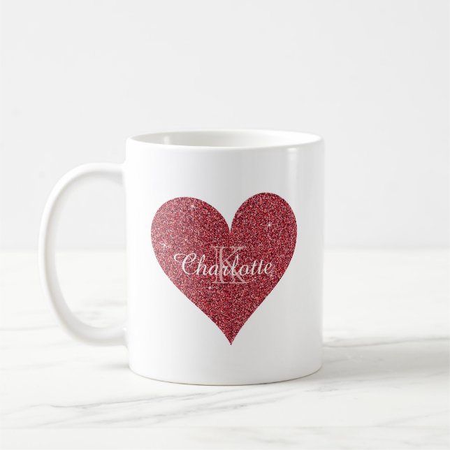 Mug Élégant Monogramme de la Parties scintillant de l' (Gauche)