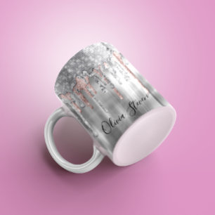 Mug Élégant monogramme de parties scintillant à goutte