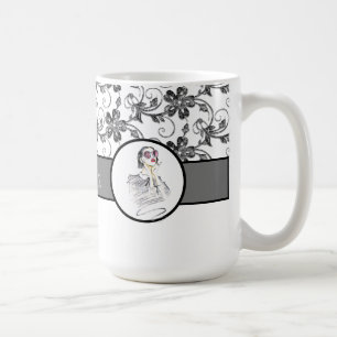Mug Élégant monogramme et motif floral