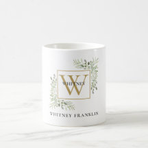 Élégant Monogramme Or Feuillage d'Eucalyptus