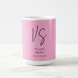 Mug Élégant Monogramme Professionnel Rose clair