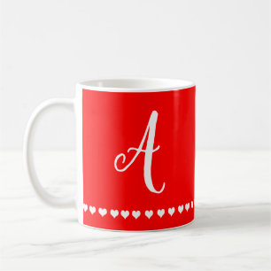 Mug Élégant Monogramme rouge et blanc initial