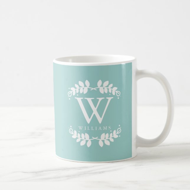 Mug Élégant Monogramme Vert Menthe (Droite)