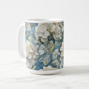 Mug Elégant moody bleu poussiéreux flores d'aquarelle