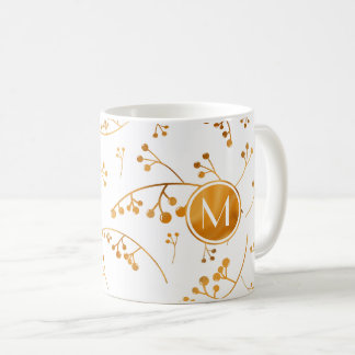 Mug Élégant motif de baies d'or monogramme
