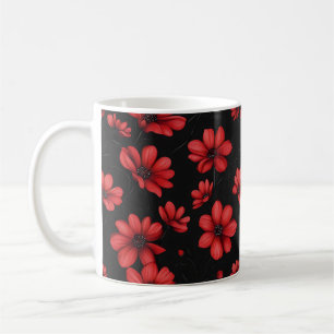 Mug Élégant Motif de fleurs rouges