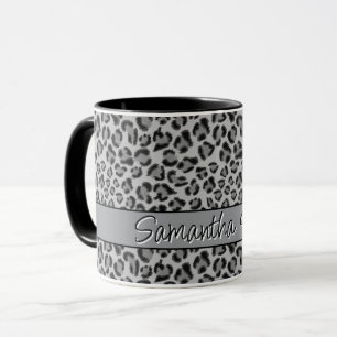 Mug Elégant motif de guépard Léopard gris noir