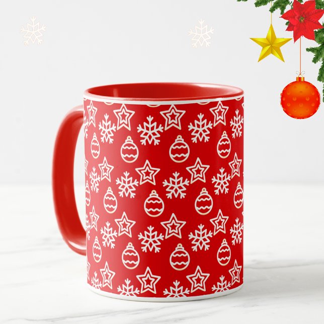 Mug Élégant Motif de Noël en rouge (Créateur téléchargé)