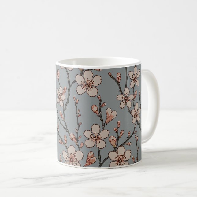 Mug Élégant Motif Fleur rose Douce Fleur Fleur de Ceri (Devant droit)