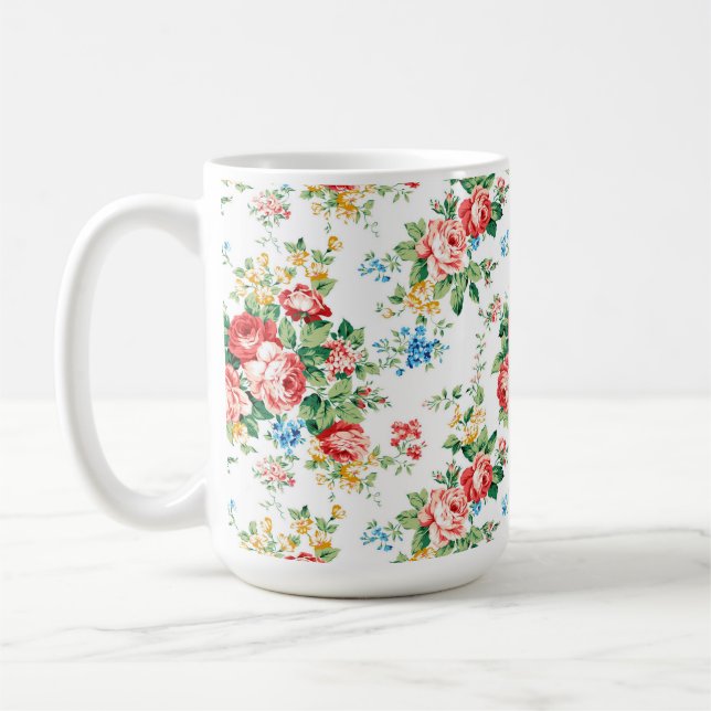 Mug Elégant motif floral avec élément de design Rose (Gauche)