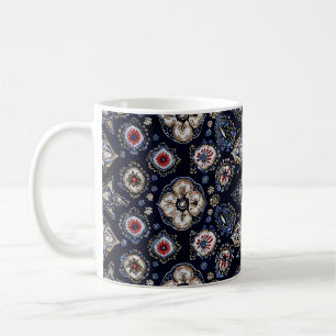 Mug Élégant motif floral bleu marine