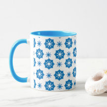 Élégant Motif Floral Géométrique Bleu Et Blanc