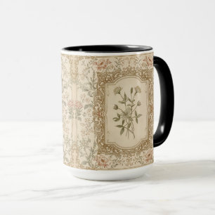 Mug Élégant motif floral gravé français vintage