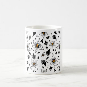 Mug Élégant motif floral noir et blanc