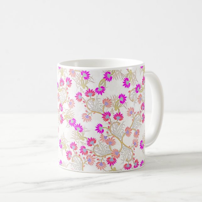 Mug Élégant Motif floral rose sans joint (Devant droit)