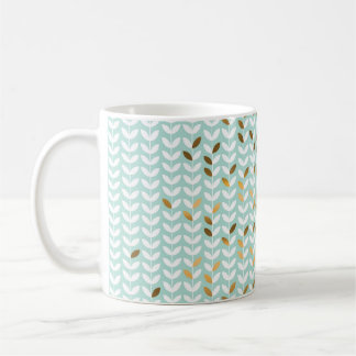 Mug Élégant Motif Gold Green Leaf