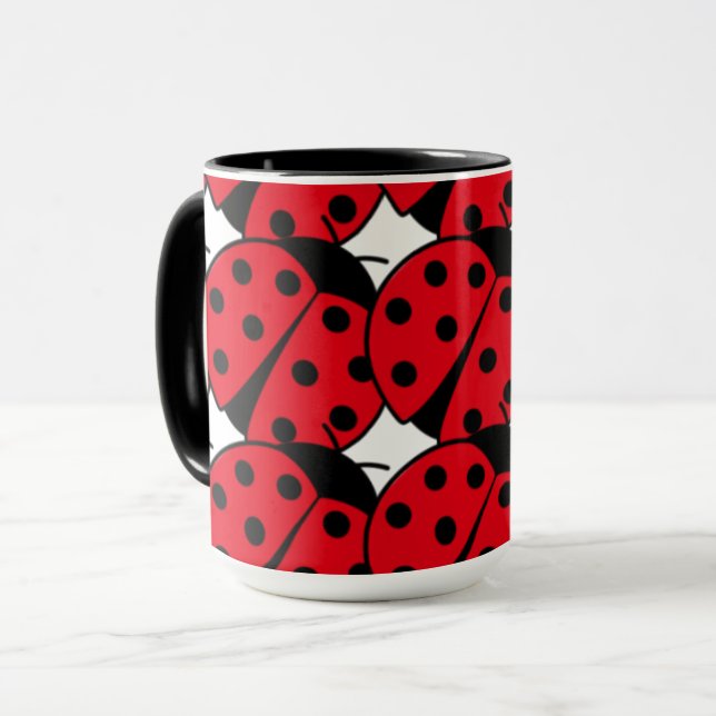 Mug Élégant motif noir rouge Ladybug (Devant gauche)