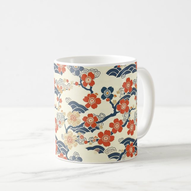 Mug Élégant Motif sans couture en fleur de cerisier (1 (Devant droit)