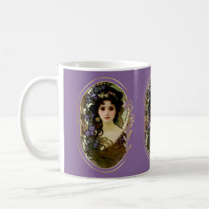 Mug Elégant Mucha Style Portrait d'une belle femme