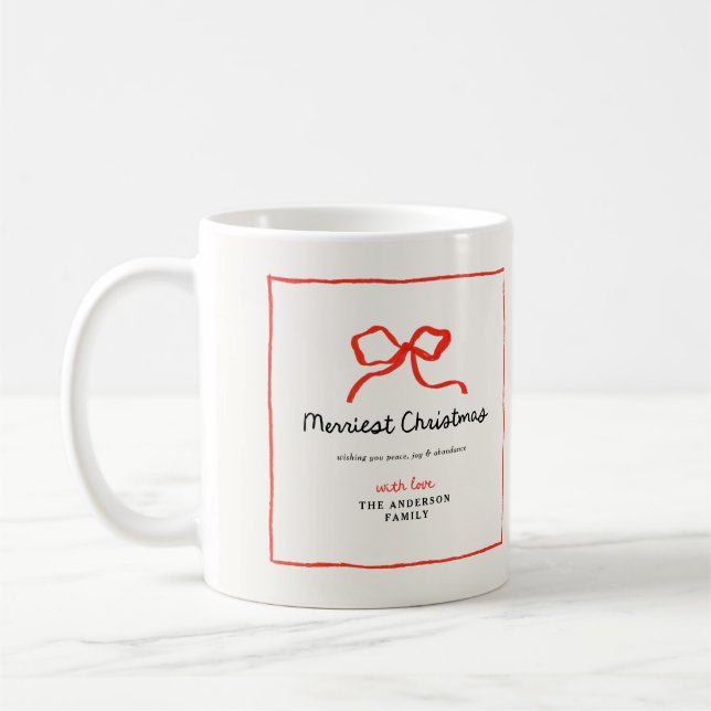 Mug Élégant Noël traditionnel arc rouge moderne (Gauche)