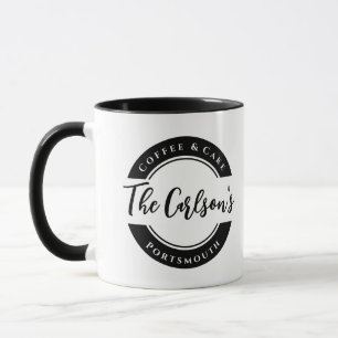 Mug Élégant Noir Blanc Moderne Calligraphie Adresse