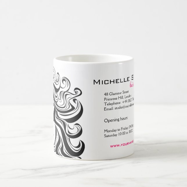Mug Élégant noir blanc Wavy Hairstyle extensions de ch (Centre)