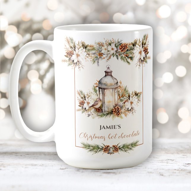 Mug Élégant Nom Classique Chaud cacao Noël Grand (Elegant Classic Name Hot Cocoa Christmas Large Coffee Mug)