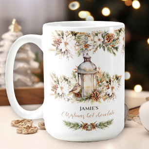 Mug Élégant Nom classique Chocolat chaud Noël Grand