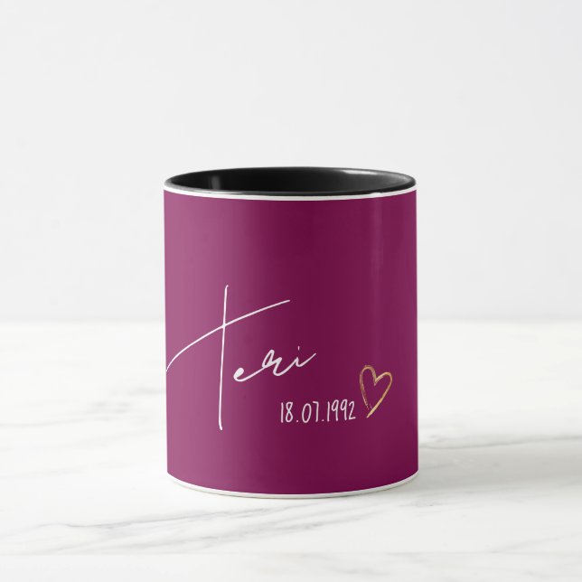 Mug Élégant Nom Personnalisé Moderne Cadeau (Centre)