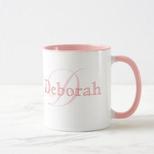 Mug Élégant Nom Personnalisé Monogramme Rose