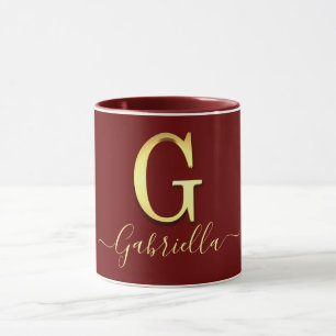 Mug Élégant or personnalisé Monogramme G Nom