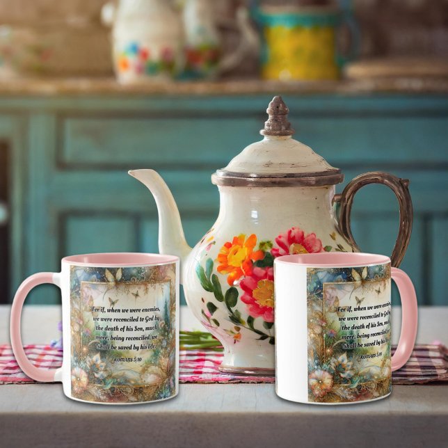 Mug Élégant or rose Floral Romans Écriture Art (Créateur téléchargé)