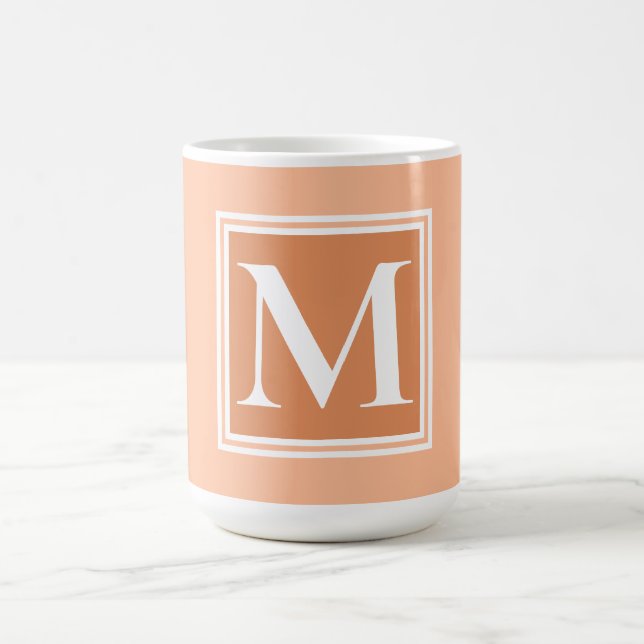 Mug Élégant orangé blanc monogramme topographie (Centre)