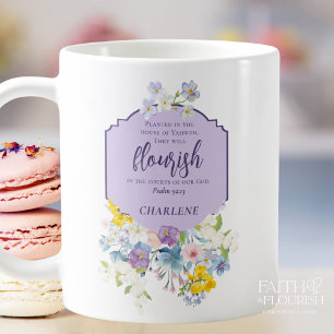 Mug Élégant Pastel Floral Scripture Verse Personnalisé