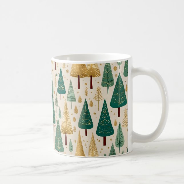 Mug Élégant Pastel Green Gold Motif de Noël (Droite)