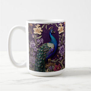 Mug Elégant Peacock Sur Purple William Morris Inspiré