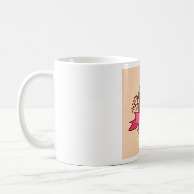 Mug Elegant Pink Rose Floral Bouquet (Gauche)