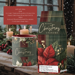 Mug Élégant Plaid & Poinsettia Joyeux Nom de Noël