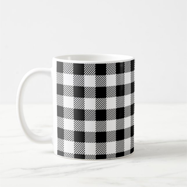 Mug Élégant plat de buffle blanc et noir (Gauche)