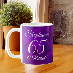 Mug Élégant pourpre 65 et retraite à la retraite