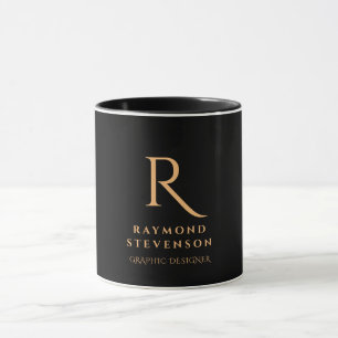 Mug Élégant professionnel Black Gold Monogramme