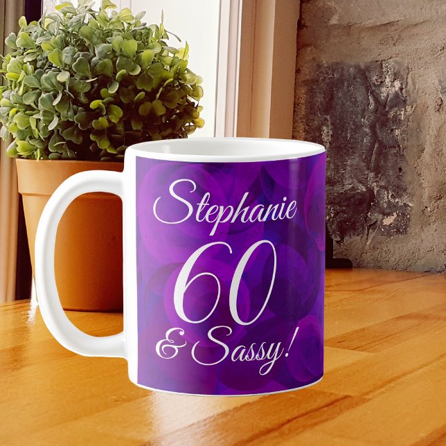 Mug Elégant Purple 60 et Sassy Birthday Personnalisé (Créateur téléchargé)