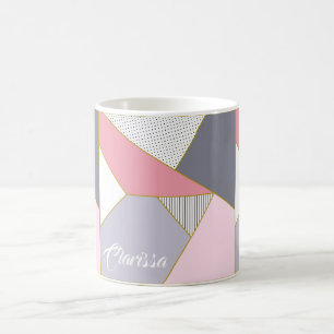 Mug Élégant rayures géométriques pastel pois
