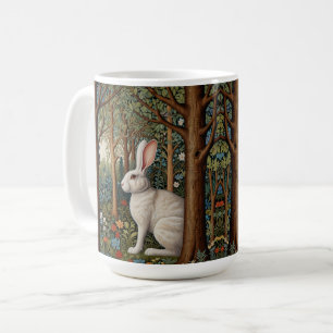 Mug Elégant retro boho blanc lapin boisé fleurs