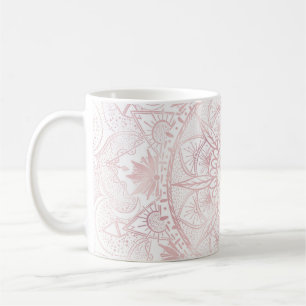 Mug Elégant Rose Blanc Or Oeil Soleil Lune Mandala