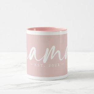 Mug Elégant rose Est, Année Texte MAMA Blanc