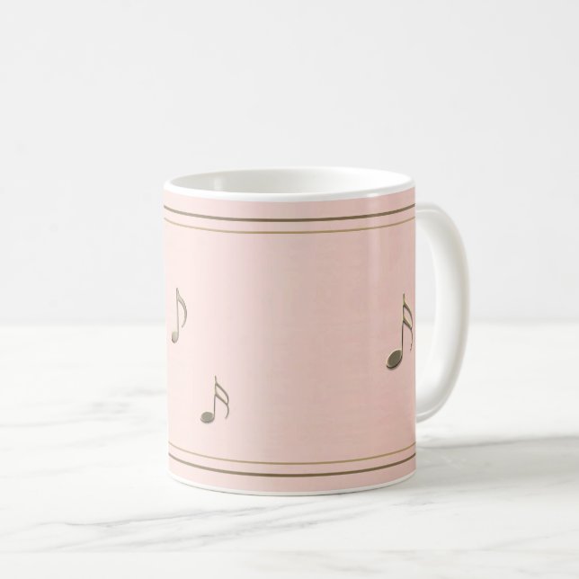 Mug Élégant Rose Gold Embossé musique Note Piano Singe (Devant droit)